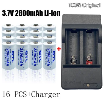 2 / 20 CR123A 16340 baterie 2800mah 3.7 V Li-ion reîncărcabilă baterie + încărcător 16340