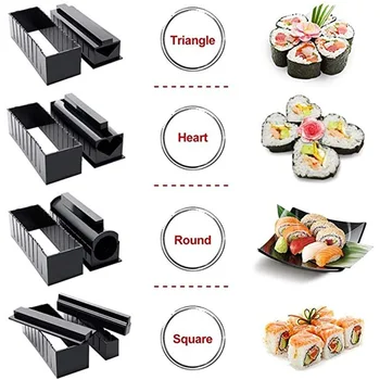 2021 Nou Sushi Maker 10 Bucati Kit de Plastic Sushi Set de Instrumente de Instrumente de Bucatarie/Sushi Set/Sushi Mucegai/Orez Mingea Rola Tort Mucegai