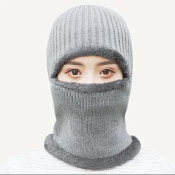 2021 tricotate cagulă de lână pălărie plus de catifea groasă pălărie salopete integrat rece și caldă de protecție pentru urechi bărbați capota solid negru gri