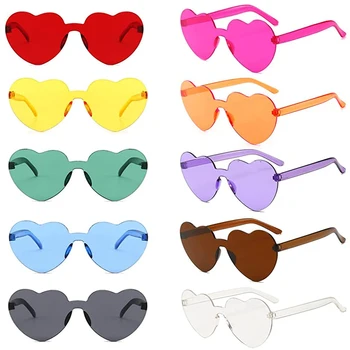 2022 Femeile Culori Policarbonat Forma de Inima Colorate Petrecere ochelari de Soare Fete de Epocă UV400 Culori fără ramă Polarizat Ochelari de Soare
