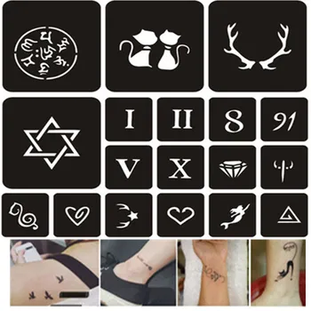 38 Modele/set Mic Tatuaj Sclipici Matrita pentru Pictura cu Aerograf Stencil Tatuaj DIY Body Art cu Henna Tatuaj Stencil