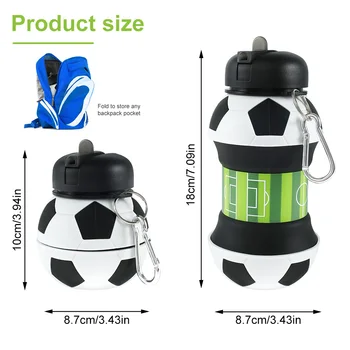 550ml 200ml Compresibil Ceașcă Etanș pentru Copii Pliabil Minge de Fotbal Sticla de Apa BPA-Free Silicon Sport în aer liber Cană