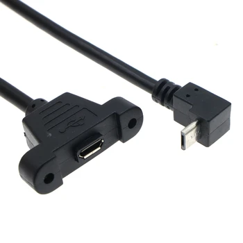 90 de Grade Micro USB de sex masculin la feminin Extensie Cablu de Date Montare pe Panou Cu Șuruburi pentru a Fixa Cablu de Extensie 30cm, 50cm