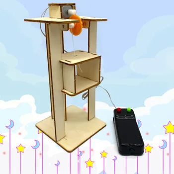 Adolescent din Lemn Lift Principiul de funcționare Jucării DIY Asamblate Lift Electric Jucarii Pentru Copii Experiment Material Kituri