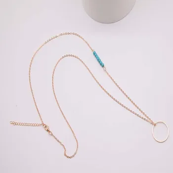 Boemia stil design simplu lanț colier cerc pandantiv de vară pe plajă colier lung pentru femei bijuterii en-gros