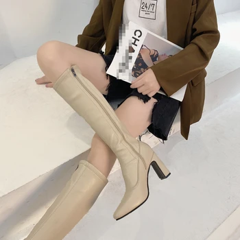 Chelsea Cizme Femei De Iarna Din 2022 Noile Pompe Sexy Genunchi Ridicat Goth Cald Botas Femme Moda Zapada Indesata Pu Pantofi De Piele De Mujer