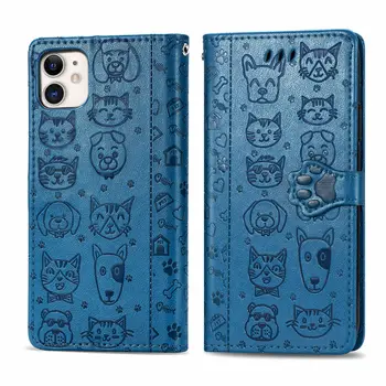 Desen animat Animale portofel din Piele de caz Pentru iPhone 7 Plus 8 Plus 6s 6 Câine pisică Coque pentru iPhone 11 Pro Max SE 2020 XS Funda Drăguț caz