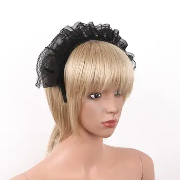 Femei Dantelă Gotic Anime Menajera Cosplay Volane Manual Bentita de Par Hoop Pălării de Păr Accesorii Pentru Costum de Halloween Rochie de până