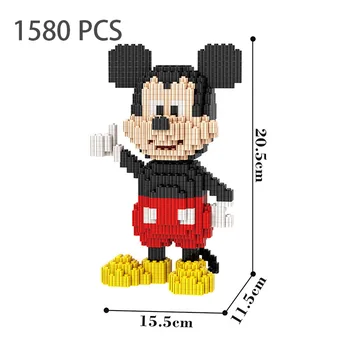 Film Disney personaj de desene animate Mickey, Minnie, Donald Duck micro model DIY tandem blocuri de constructii pentru copii jucarie cadou