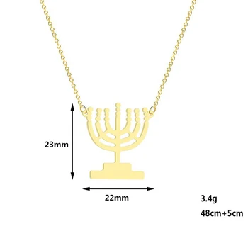 Hanukkah Lampa Lumânări Pandantiv Colier Chanukah Menora În Formă De Bijuterii Din Oțel Inoxidabil Sfeșnic Femei Colier