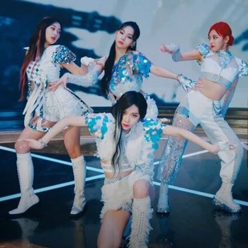 Kpop Coreea De Grup Fata De Femei Costum De Dans Paiete Vesta Topuri Pantaloni Slim Dans Pol Fusta Mini Lady Club De Jazz Dj Haine Sexy