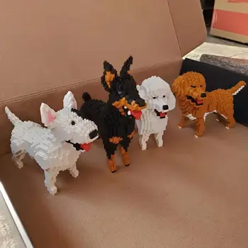 Mini Blocuri Câine Model de Mici Cărămizi Teckel de Asamblare Brinquedos Schnauzer Figura Husky Cadouri pentru Copii Jucarii pentru Copii