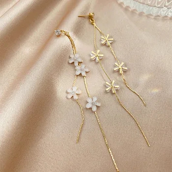 Moda coreeană Versiunea De Cercei Noi Sălbatic Lanț Pearl Floare de Cristal Cercei Pandantiv Femei de Îmbrăcăminte, Producătorii