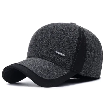 Noi Caldă Mens Lână De Iarnă Șapcă De Baseball Lambouri Ureche Brand Snapback Pălării Îngroșa Bumbac Montat Capac De Gorra Hombre Șapcă De Camionagiu