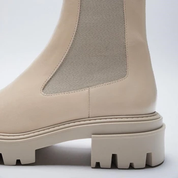 Pantofi pentru femei 2021 Cizme de Iarna pentru Femei Nou Stil Britanic Elastic Platforma Cizme Martin Feminin Rotund Toe Chelsea Cizme Scurte Botas