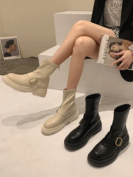 Pantofi pentru femei Cizme Glezna 2021 Nouă de Primăvară și de Toamnă de Moda cu Fermoar Spate Grosime de Fund Non-alunecare Chelsea Cizme
