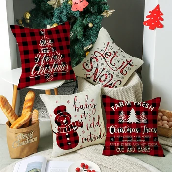Pernele de Acoperire Lenjerie de pat Cameră de zi Decor de Crăciun pentru Acasă Canapea Pernă Îmbrățișări Caz 45*45 Nordic Carouri Cadou Personalizat Rosu
