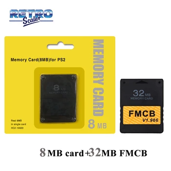 RetroScaler Memorie Crad Pachet de 8MB pentru ps2+V1.966 FMCB Free McBoot Card de 8MB/16MB/32MB/64MB pentru PS2