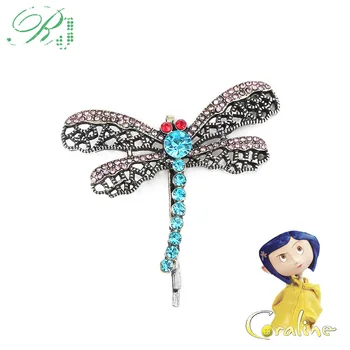 RJ Nou Film Coraline Ac de păr Drăguț Copii Dragonfly Clip de Păr matca Hairwear Pieptene Parul Broșă Pin Fete Femei Cosplay Bijuterii