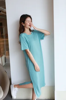 Rochie De Noapte Femei Primavara-Vara Cămăși Cu Mânecă Scurtă Modale Bumbac Lungă Cămașă De Noapte Homewear De Mari Dimensiuni Femei Sleepshirt