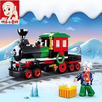 SLuban blocuri B0889A Anul Nou Drăguț Locomotiva cadou de Crăciun pentru copii masina de Puzzle Bloc Jucărie pentru copil Cadou de Crăciun