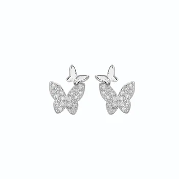 Stud Cercel Nou Fierbinte Vinde la Modă Super-Stralucitor Zirconiu butterfly Argint 925 Cercei pentru Femei en-Gros de Bijuterii