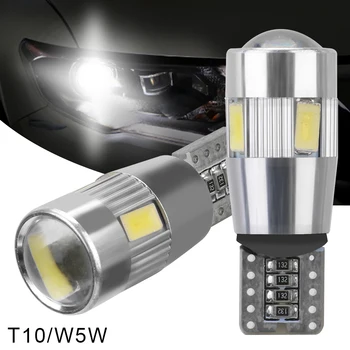 T10 W5W cu LED Semnal Lumina Auto Claerance Pană Laterale Lămpile de Marșarier 5630 6SMD 2 buc Masina 5W5 Bec LED Canbus 6000K 12V