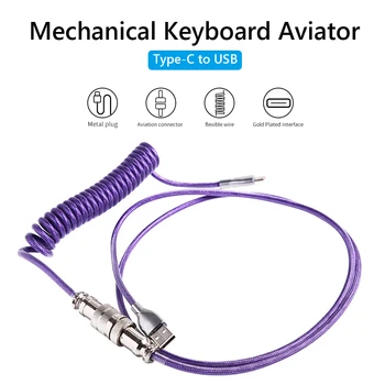 Tastatură mecanică Aviator Cablu de Tip C USB Aviației, Conector de Primăvară Bobina de Date de Sârmă în Spirală Linia din Spate a Aviației