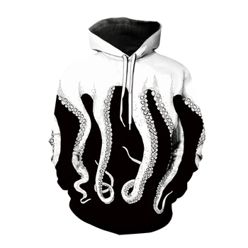 Toamna Iarna Pește Rechin, Caracatita de Imprimare 3D de Pescuit Hanorace Barbati pentru Femei Jachete de Moda Streetwear Harajuku Pulover Supradimensionat