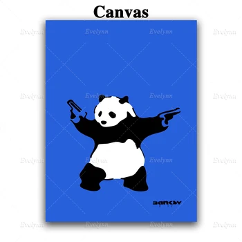 Transport Gratuit Banksy Panda Cu Arme Moderne, Abstracte Poster Și Arta De Imprimare Panza Pictura Pe Perete Poza Forliving Cameră Decor Acasă