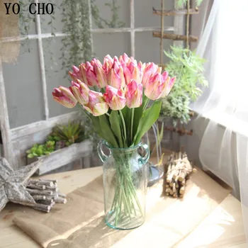 YO CHO 3D de Înaltă Calitate de Imprimare Tulip Simulare Floare rămâne Adevărat Fals Flori Flori de Nunta Decor Acasă Buchet Fals Decorativ