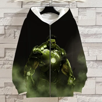 Zip Up Hoodie Pentru bărbați Primăvară Marvel Super-Erou Hulk 3D de Imprimare Bărbați Femei Tricou Stil Harajuku Rece Imbracaminte Copii Haina