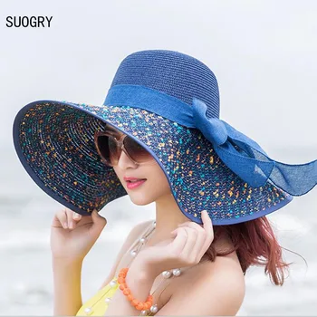 1 Buc Femei pe Plaja Pălării Capace 2019 Moda de Vara Pliabil Sifon Floppy Pălării de Soare Casual Doamnelor Sombrero Bowknot Palarie Doamnelor