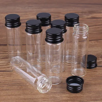 10buc 18ml 22*70mm Borcane de Sticlă Mesaj de Sticle cu Negru din Aluminiu, Capace de Sticle Goale vase de sticlă Borcane Condimente