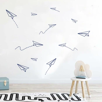 10buc Origami Avioane de Hârtie de Perete Decal Camera pentru Copii Pepinieră de Desene animate Biplan cu Jet de Luptă Avion Autocolant Perete loc de Joacă Vinil Decor