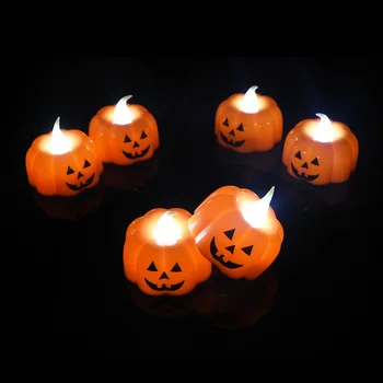 12Pcs/lot Alimentat de la Baterie de Dovleac cu LED Pâlpâie fără flacără Lumânare Lumina Decor de Halloween Ornament Festivalul de Partid Decor Acasă