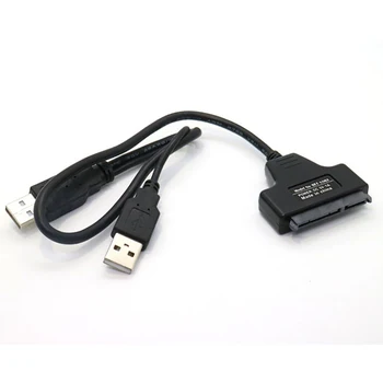 2 porturi Negru USB 2.0 La SATA 22 Pin 7+15 Pini Cablu Adaptor de la 2.5