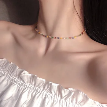 2021 coreea Moda Colier Hand-made din Margele de Cristal Multicolore Clasic Cravată Colier pentru Femei Bijuterii collares para mujer