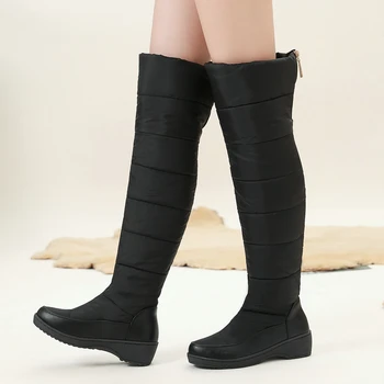 2021 Noi Genunchi Ridicat de Femei Cizme de Zăpadă de Moda Confort Unic Gros Negru Clasic Izolate Jos Cizme Femei Pantofi 44