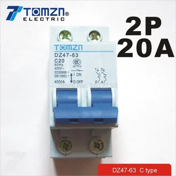2P 20A 400V~ 50HZ/60HZ întrerupător de Circuit AC MCB siguranță întrerupător de tip C