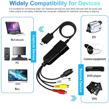 4 Canale Video, TV, DVD, VCR VHS USB de Tip C 2.0 Audio Video Capture placa de Captura USB Adapter Driver-gratuit Convertor Digital Pentru PC