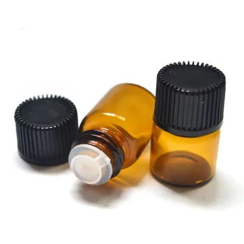 5pcs 1ml Flacoane din Sticlă brună Mici Mini-Ulei Esential de Sticla cu Orificiu Reductor și Capac Sticle Mici