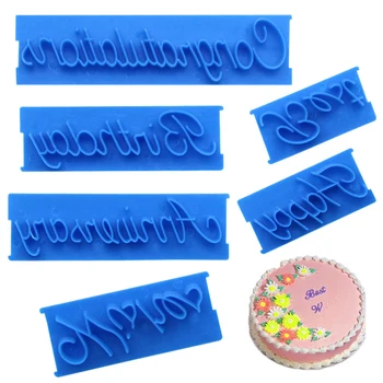 6pcs/Set 3D la mulți ani Alfabet Scrisoare Număr de DIY Copt Tort Mucegai Biscuit Cookie Timbru Embosser Fondant Instrumente de Decorare