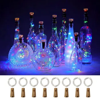 8pcs 1m Sticla de Vin Lumini Cu Pluta Solare LED String Lumina Sârmă de Cupru Lumini de Basm pentru Halloween Decor de Crăciun