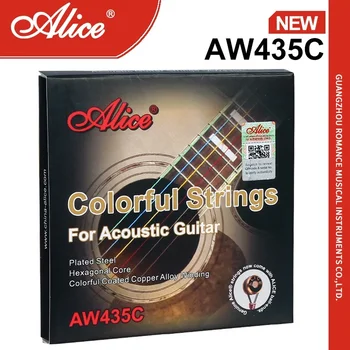 Alice AW435C-SL Colorate Chitara Acustica, Siruri de caractere, 6 Siruri de caractere/Set, Super Lumina.011-.052, Acoperire Anti-Rugină
