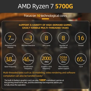 AMD Nou Ryzen 7 5700G R7 5700G CPU Desktop Nou Gamer Birou Procesor 3.8 GHz Eight-Core 16-Fir 65W Procesor Socket AM4