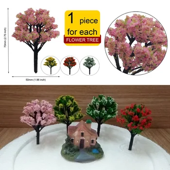 Amestecat Micro Peisaj Model Copac 25pcs Tren de Cale Ferată de Flori Fructe Copac de Pin Jucării de Nisip de Masă Face Scena DIY Plante