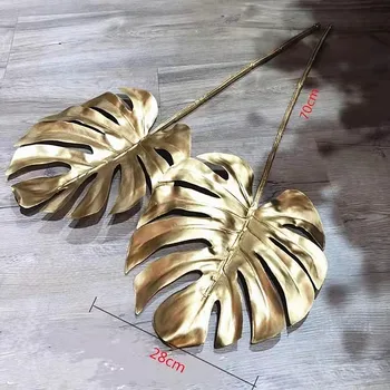 Artificiale de Aur Ramură de Palmier din Plastic Argintiu Frunze DIY Aranjament floral Material de Hotel Camera de zi de Crăciun Acasă Decor Nunta