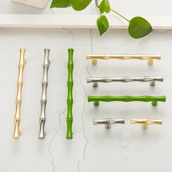 Bambus Design Mânere din Aliaj de Zinc Butoane de Cabinet și de Aur Mânerul Ușii Bucătărie Trage Mobilier Ocupa de Hardware