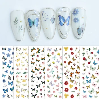 Beautizon Fluture seria de Înaltă Calitate 5D Gravate Unghii Autocolante Decoratiuni de Arta Unghiilor Unghii de Design